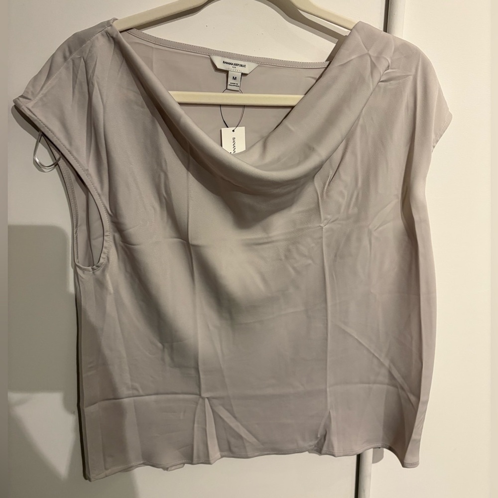Banana Republic Women's Cowl Neck Blouse - Light Gray